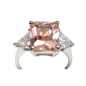 Princess Pink | Sterling Silver Ring 3 Stone sz 6